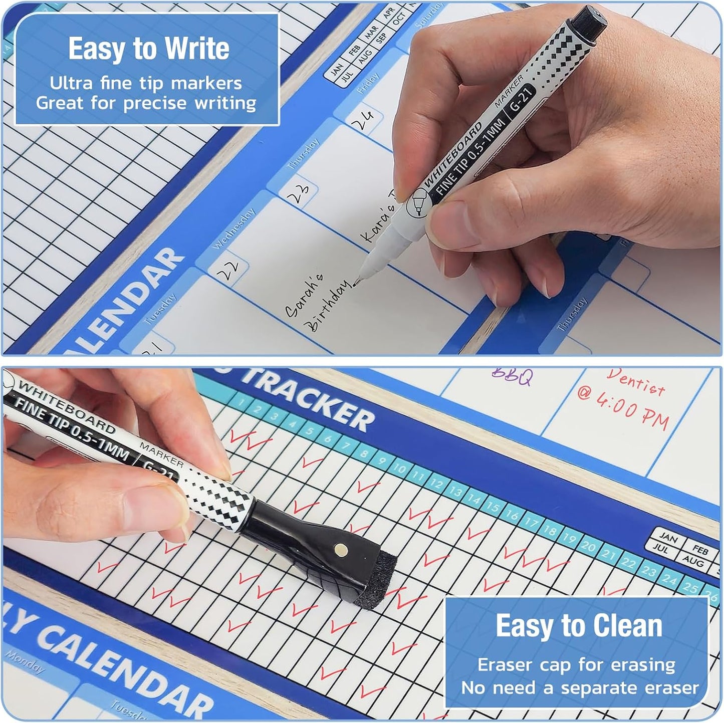 Magnetic White Board for Fridge - Dry Erase Meal Planner for Refrigerator - Weekly Menu Board, Grocery List, Memo Pad, Fridge and Freezer Inventory List - Kitchen Whiteboard with 4 Markers - 4" x 10"