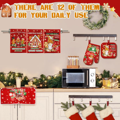 SiliFine 12 Pcs Fall Pumpkin Kitchen Towels Oven Mitts Pot Holders Set