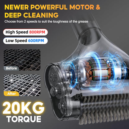 SOARFLY Electric BBQ Grill Brush, 800RPM Grill Cleaner for Outdoor Grill with 2-Speed & 20kg Torque–Last 3.5H, Dual LED Light for Night, No Bristle Drop Safe for Cast Iron Stainless, Gifts for Men Dad