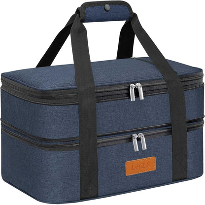 LHZK Insulated Casserole Carriers for Hot or Cold Food, Lasagna Holder Tote for Potluck Parties, Beach, Picnic, Travel, Fits 11x15 or 9x13 Dish (Black)
