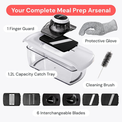 Fullstar Mandoline Slicer for Kitchen, Fruit Cutter, Cheese Grater, Cucumber Slicer, Veggie Spiralizer, Food Cutter & Kitchen Gadgets & Gifts with Safety Glove (11 in 1, White)