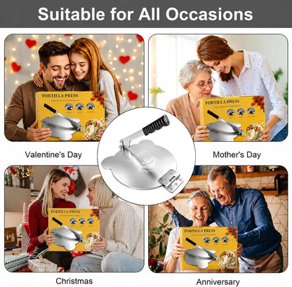 Tortilla Press Stainless Steel，SELERS,Heavy Duty, Adjustable To Press Different Thickness Of Crust, Removable, For Flour Tortilla, Roti, Flatbreads, Taco, Pie, Silver (10.5 inch)