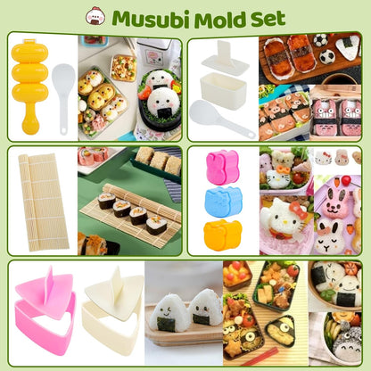 Rice Ball Molds 21PCS Onigiri Mold Set Cute Animal Sushi Molds Rice Shaper Rice Ball Shaker Bento Box Accessories DIY with Nori Seaweed Punch Cutter Food Picks