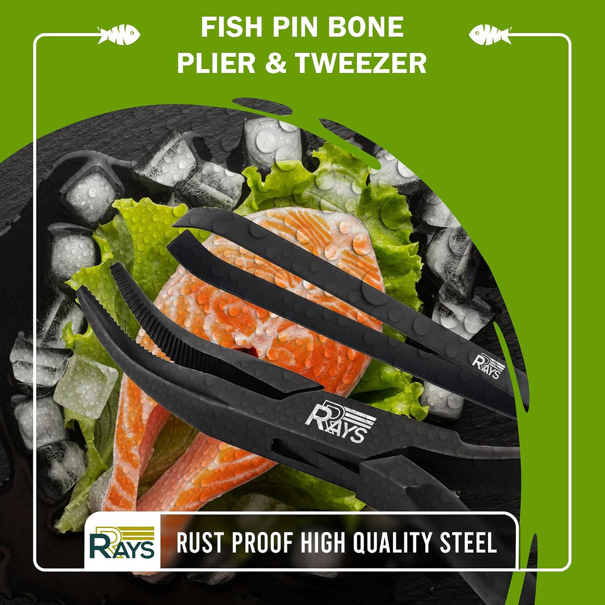 Fish Bone Tweezer Set,4.3" Stainless Steel 2 Piece, Flat and Slant tips Fish bone removal tool.