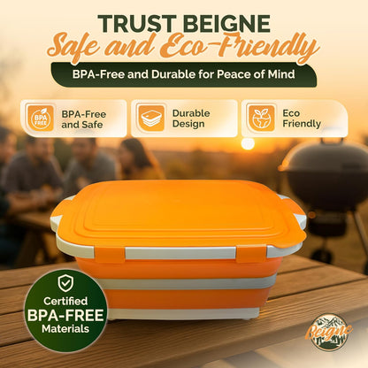 XL BBQ Prep Tub with Lid, XL Collapsible Marinating Container & Cutting Board - Foldable Food Basin for Meat - Grill Prep Station for Outdoor Cooking, Camping, BBQ, Food Storage Tray - 16L