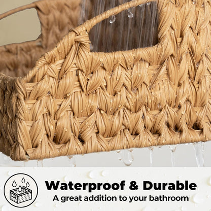 GRANNY SAYS Wicker Storage Baskets for Shelves, Trapezoid Woven Basket with Handles, Storage Wicker Baskets for Pantry, Water Hyacinth, 2-Pack