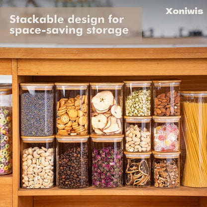 2-Pack 3.4Qt Large Glass Flour Sugar Storage Containers with Lids | Wide Mouth Design, With Measuring Cups, Minimalist Kitchen Organizer,Scandinavian Style Storage,Nordic Style Storage