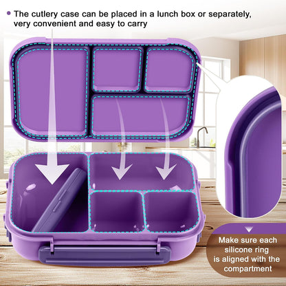 Amathley Lunch Box Kids,Bento Box Adult,Leakproof Lunch Containers for Adults/Kids/Toddler,1200ML-4 Compartments bento Lunch box with Utensil,Microwave & Dishwasher & Freezer Safe (Pink Berry)