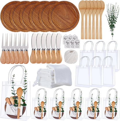 55Pcs Baby Shower Prizes for Game Winners 6 Sets Charcuterie Board with Spoons Butter Spreaders Forks Plaid Towel Thanks Card and Gift Bags for Bridal Shower Favors Party (Heart Shaped)