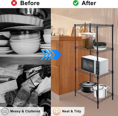 Whitmor 2-Wire Shelving Unit, Metal Storage Shelves, Stacking Shelf with Basket, Easy Assembly Home Organizer for Pantry, Kitchen, Garage, Plant