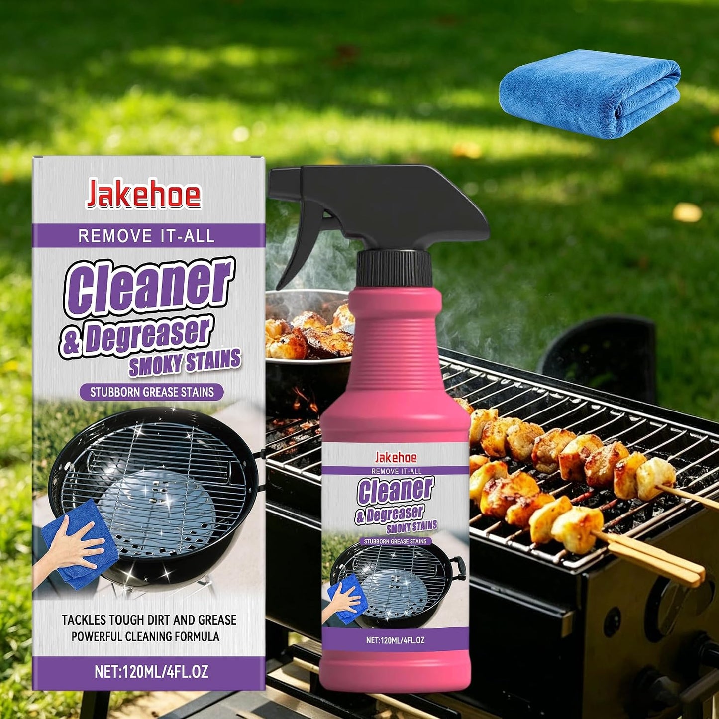 BBQ Grill Cleaner Spray for Outdoor Cooking Surfaces, Designed for Burnt Food Buildup & Cooking Residue on Grill Grates, Stovetop & Drip Pans, Easy Spray for Routine Grill Maintenance (1pcs)