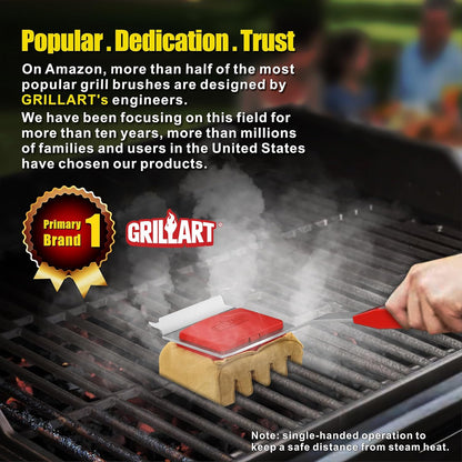 GRILLART Grill Brush Bristle Free, Replaceable BBQ Cleaning Pad (No Handle), Safe Replacement Cleaning Pad/Head for Cast Iron/Stainless Steel Grates - Red