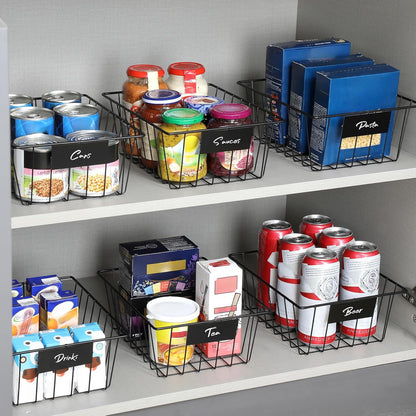 6 Pack Wire Baskets for Pantry Organization and Storage, Kitchen Organizer, 2 XXLarge & 2 XLarge & 2 Large