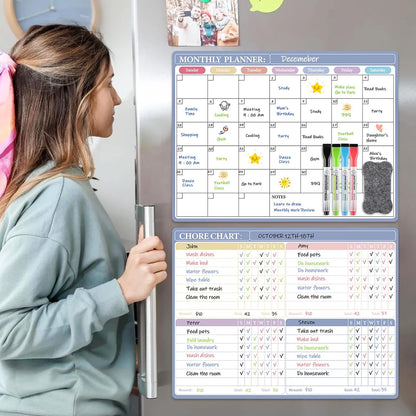 MaxGear Black Weekly Dry Erase Board,16"x12" Magnetic Whiteboard Meal Planner Blackboard for Fridge, Chalkboard Calendar Menu Planning Board Notepad for Kitchen with 7 Markers and 1 Eraser