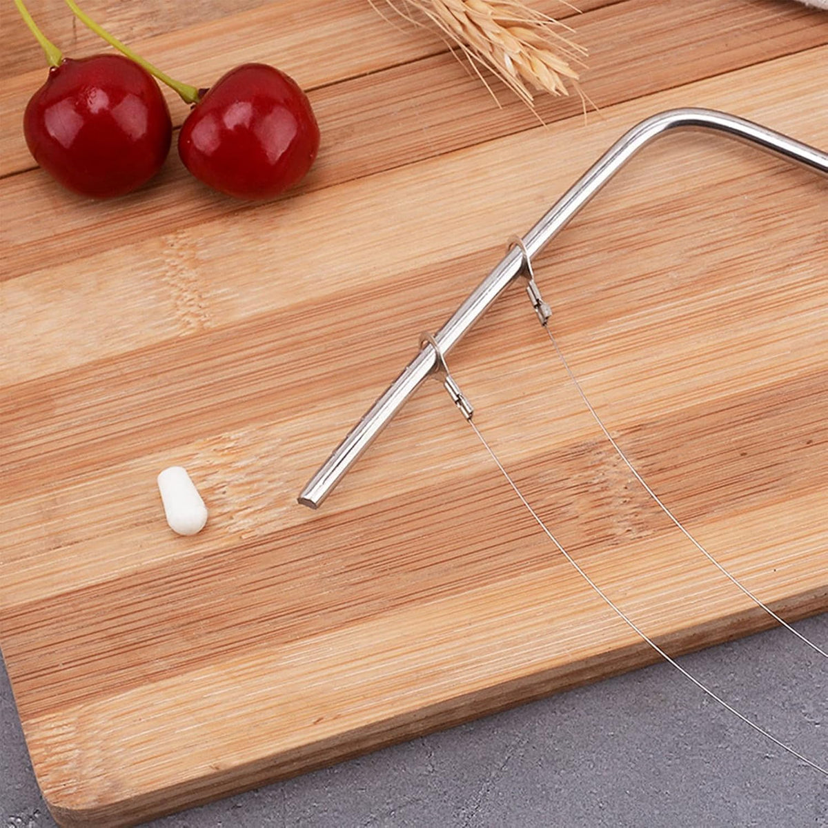 Cake Cutter,Stainless Steel 8 Gear Adjustable Wire Cake Cutter Cake Slicer Cake Leveler Cake Cutting Wire for Kitchen Accessories Baking Tools (Two Wire)