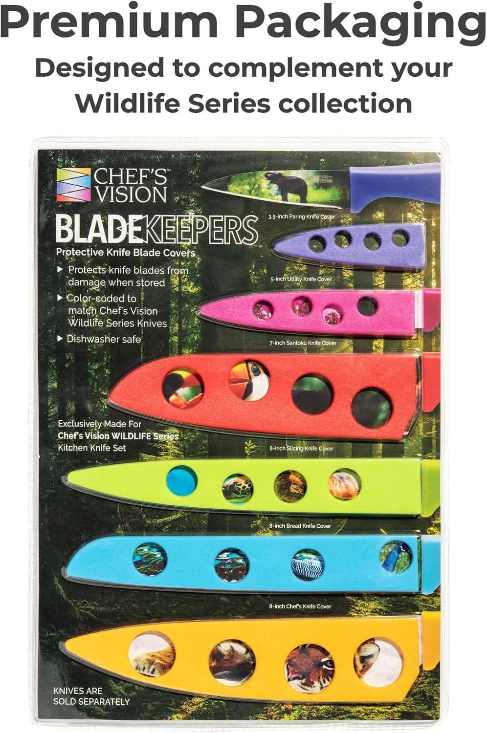 CHEF'S VISION Landscape BladeKeepers, 6 Color-Matched Knife Blade Covers
