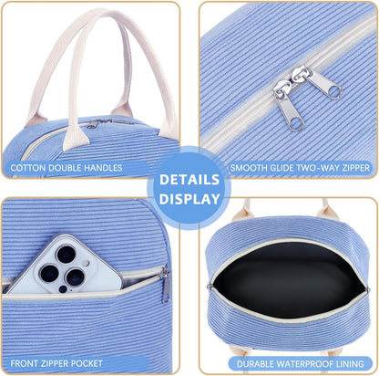 GYEUKHAM Lunch Bag Women, Lunch Box for Adult Men Kids Girls, Small Cute Lunchbox Tote Large Capacity Insulated Lunch Container Cooler for Work School Picnic Travel, Black White Stripes