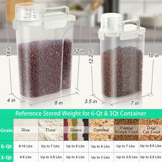 TBMax Pet Food Storage Containers 2 Pack 8-10 Lbs Airtight Dog Food Container Dispenser with Large Spout & Portable Handle, Travel Dog Treat Cat Food Storage Bin Bird Seed Container