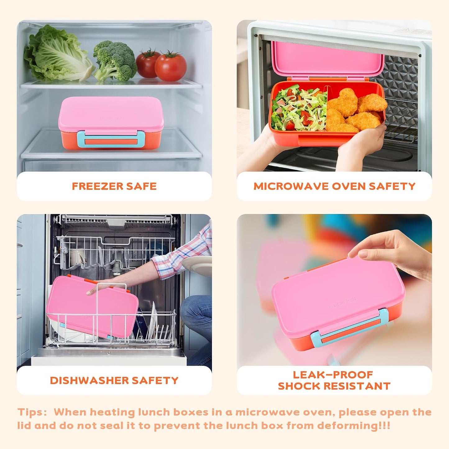 JXXM Bento Lunch Box for Kids With 8oz Thermo, Leakproof Bento Box with with 2 Compartments, Insulated Bottle, Lunch Bag, BPA Free Dishwasher Safe for School Girls Boys (Pink)