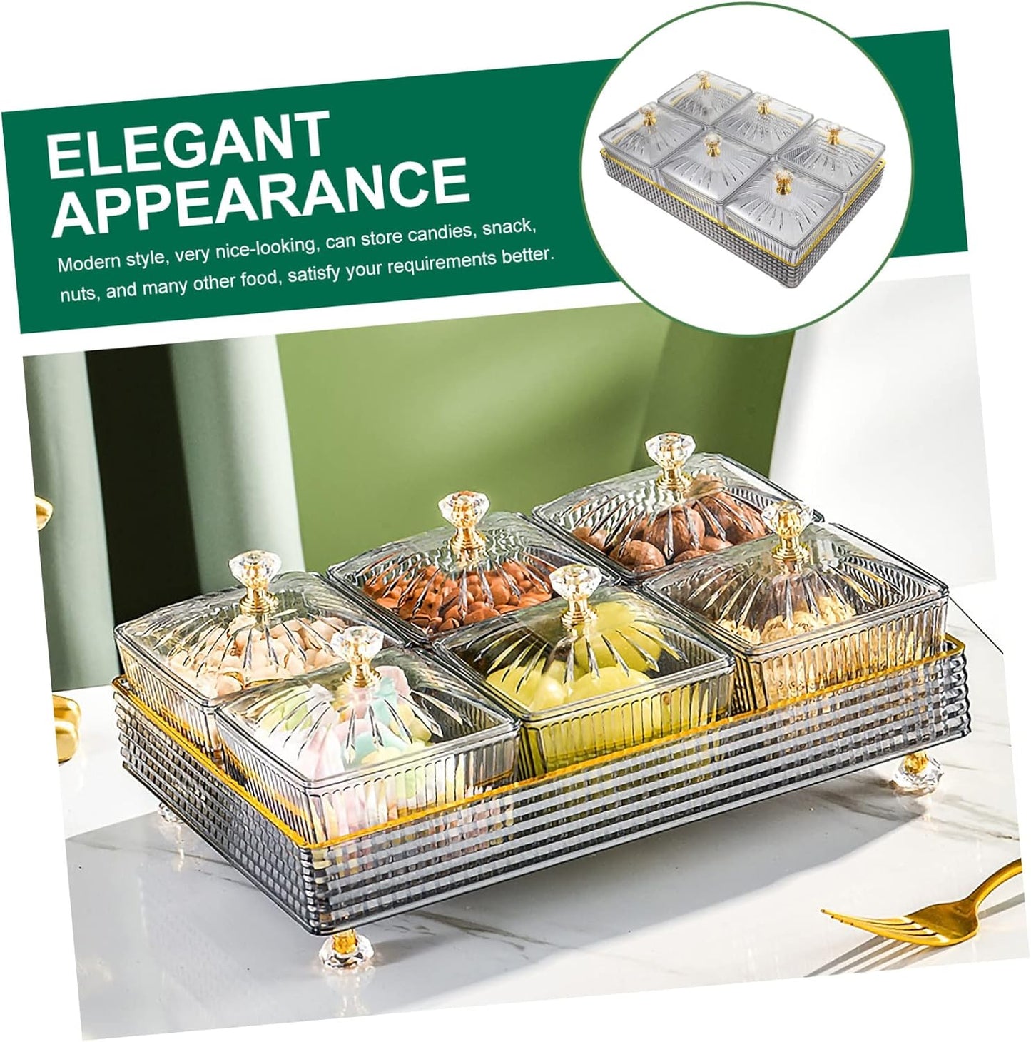Didiseaon Compartment Snack Platter Lids Relish Serving Tray Fruit Nut Tray Decorative Serving Dish Party Accessory