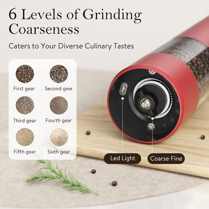 Ultrean Electric Salt and Pepper Grinder Set, Rechargeable,Matte Black