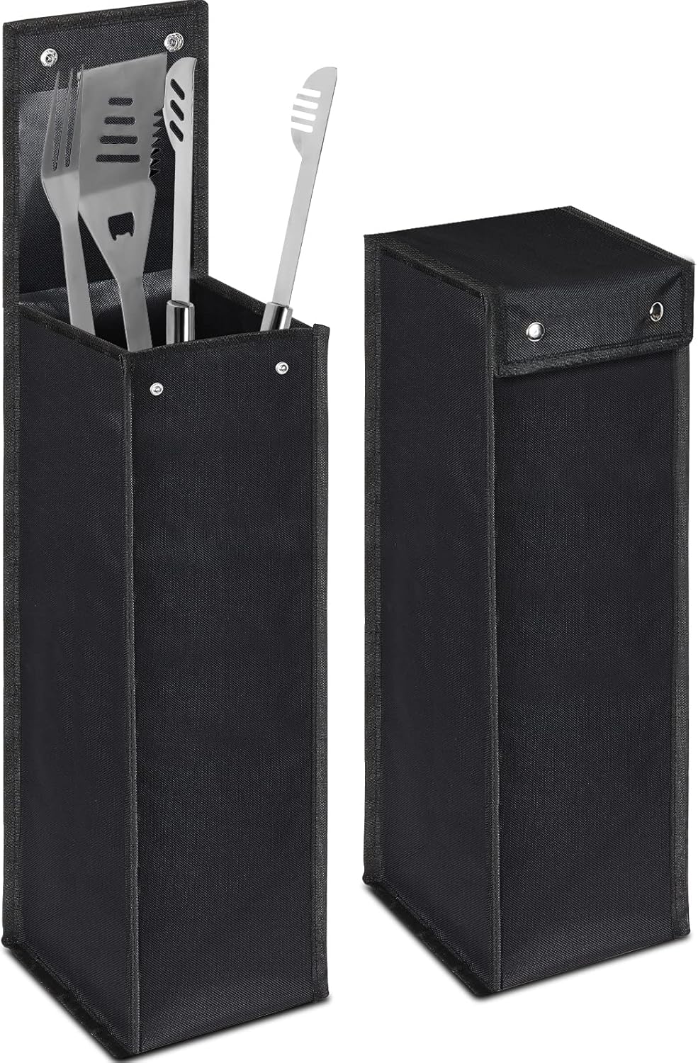 Amylove 1 pcs Grill Utensil Storage Bag BBQ Tool Storage Bags Barbecue Hardware Tool BBQ Utensil Holder Pouch Oxford Cloth Accessory Foldable for Camping Hiking (Black)