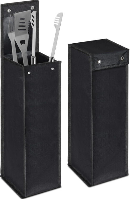 Amylove 1 pcs Grill Utensil Storage Bag BBQ Tool Storage Bags Barbecue Hardware Tool BBQ Utensil Holder Pouch Oxford Cloth Accessory Foldable for Camping Hiking (Black)