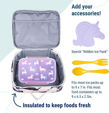 Wildkin Kids Insulated Lunch Box, Keeps Food Hot or Cold, BPA-Free with Mesh Pockets & Easy-Clean Lining – Ideal for School, Travel & Daycare – Holographic