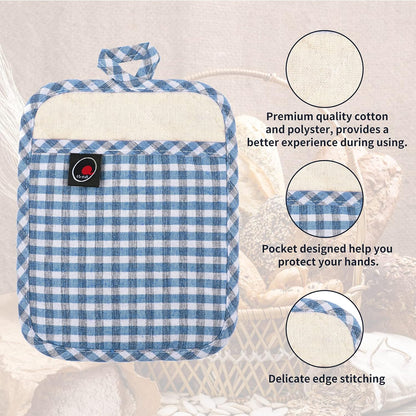 Oven Mitts and PotHolders Sets, 4 Pcs Kitchen Oven Glove High Heat Resistant 400°F Pot Holders for Kitchen, Non-Slip Neoprene Oven Mitts are Suitable for Cooking, Baking (Black)