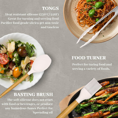 Silicone Cooking Utensils Set For Kitchen, Spoons Spatula Spatulas Accessories, Baking Heat Resistant Cookware De Home, Rubber New Apartment Decor, Plastic Nonstick Turner Tool (black)