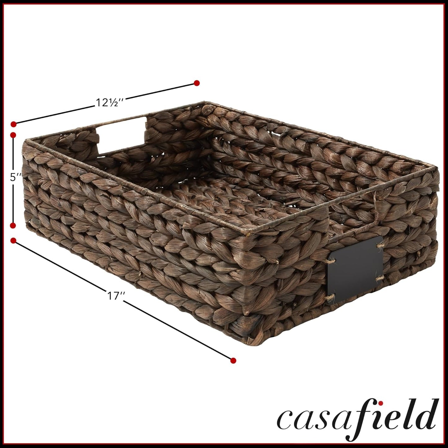 Casafield Set of 4 Water Hyacinth Pantry Baskets, 10" x 13" x 5", with Chalkboard Labels and Chalk Marker - Natural, Woven Storage Bin Organizers for Kitchen Shelves