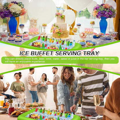 Leitee Inflatable Serving Bar with Drain Plug 52 x 24 x 5'' Inflatable Ice Serving Buffet Bar for Party Food Cooler Buffet Drink(Black,Basic Style)