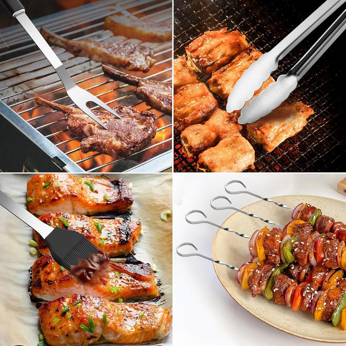 11 Pcs Grill Tools Set,BBQ ＆ Grilling Accessories Outdoor Barbecue Utensils