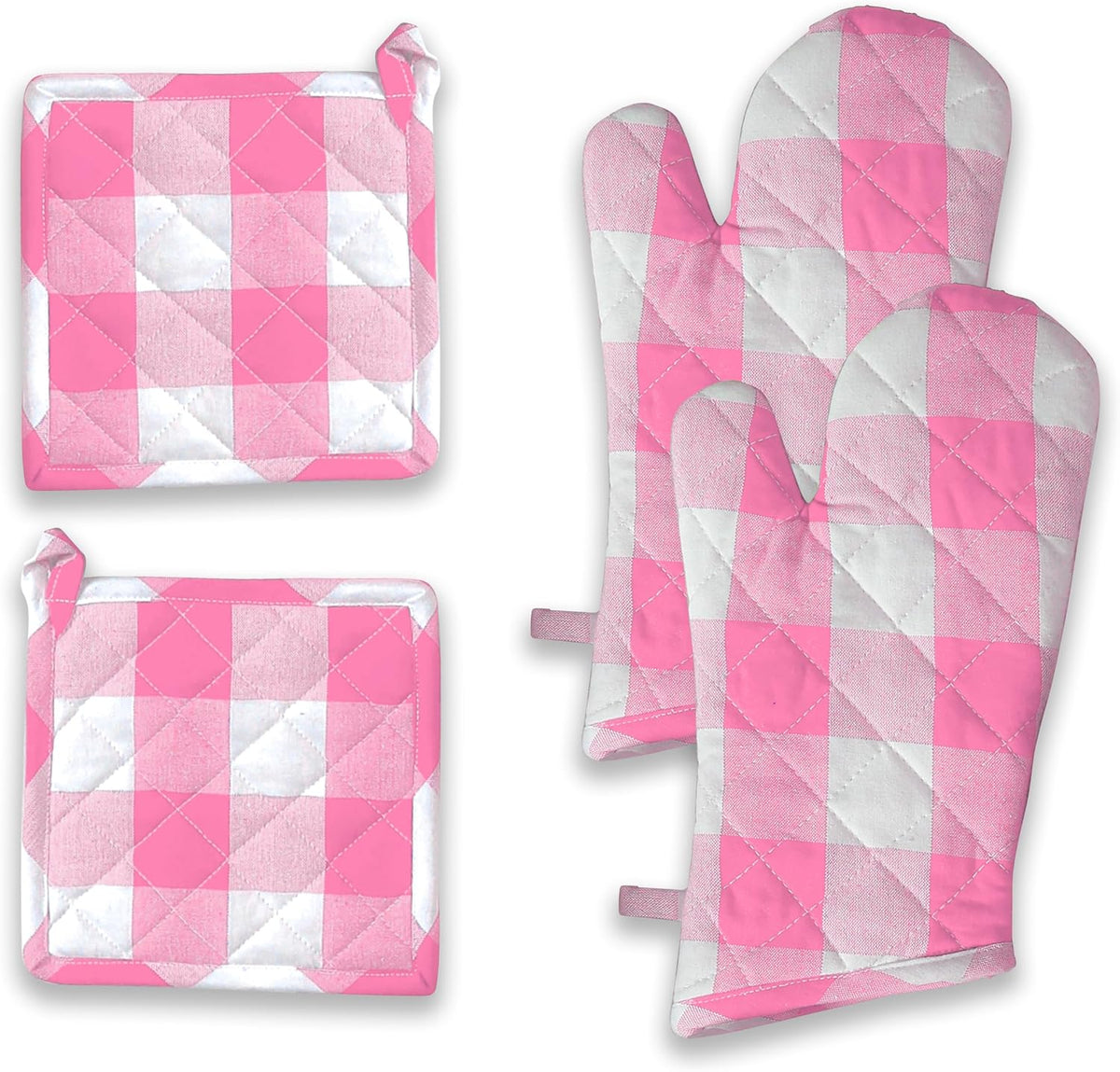Oven Mitt (7"x13") & Pot Holder (8"x8") 100% Cotton Set of Heat Resistant Oven Gloves & Hot Pads for Gifts, BBQ, Cooking, Baking, Thanksgiving - Mustard Yellow