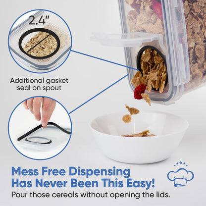Chef's Path Airtight Food Storage Containers - Pack of 4 (4L/135.3oz) - MULTISPOUT Design for Kitchen & Pantry - BPA-Free Cereal Containers with Bigger Spout Mouth for Easy Pouring