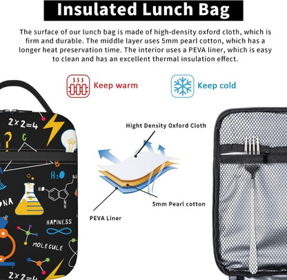 Black Cat Reusable Lunch Box Food Bag Insulated Lunch Bag for Teenage Boys Girls School Beach