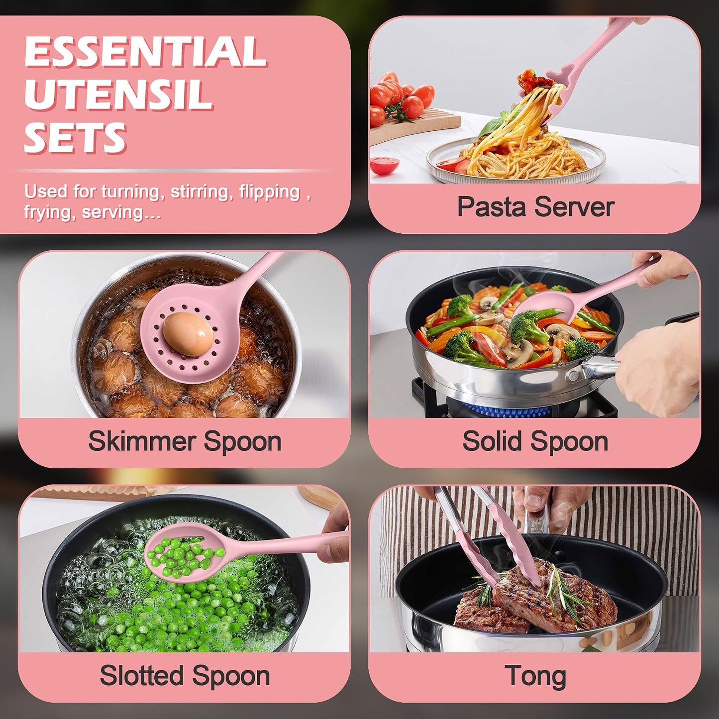 Homikit Silicone Cooking Utensil Set, 15pcs Kitchen Utensils with Holder for Nonstick Cookware, Heat Resistant Nontoxic Silicone Spatula Set Dishwasher Safe Kitchen Tools for Baking-Black