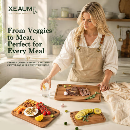 Bamboo Cutting Board 3-Piece Wooden Bread Boards for kitchen