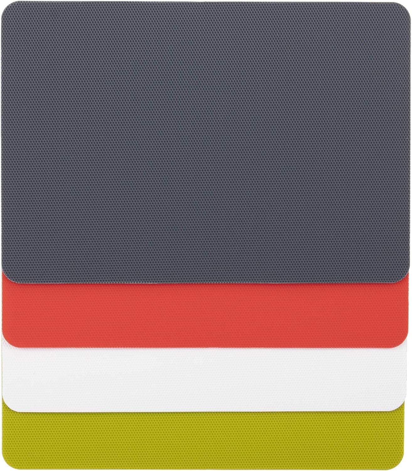 Dexas Heavy Duty Cutting Board Grippmat, Flexible Cutting Boards for Kitchen, Set of 4, Non Slip Plastic Board Cutting Mat 11.5 by 14 Inches Gray, Red, White and Green Set, Kitchen Gadgets