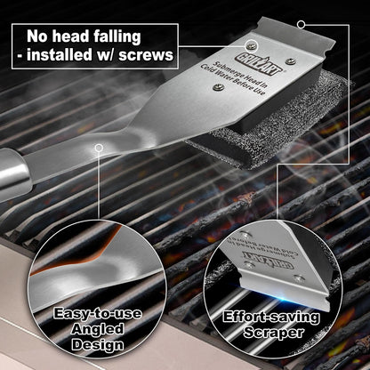 GRILLART Grill Brush and Scraper, Wire BBQ Grill Brush for Outdoor Grill, 16.5” Grill Cleaning Brush BBQ Grill Accessories, Safe Grill Cleaner Brush-Ideal Gift for Men/Dad BBQ Brush for Grill Cleaning