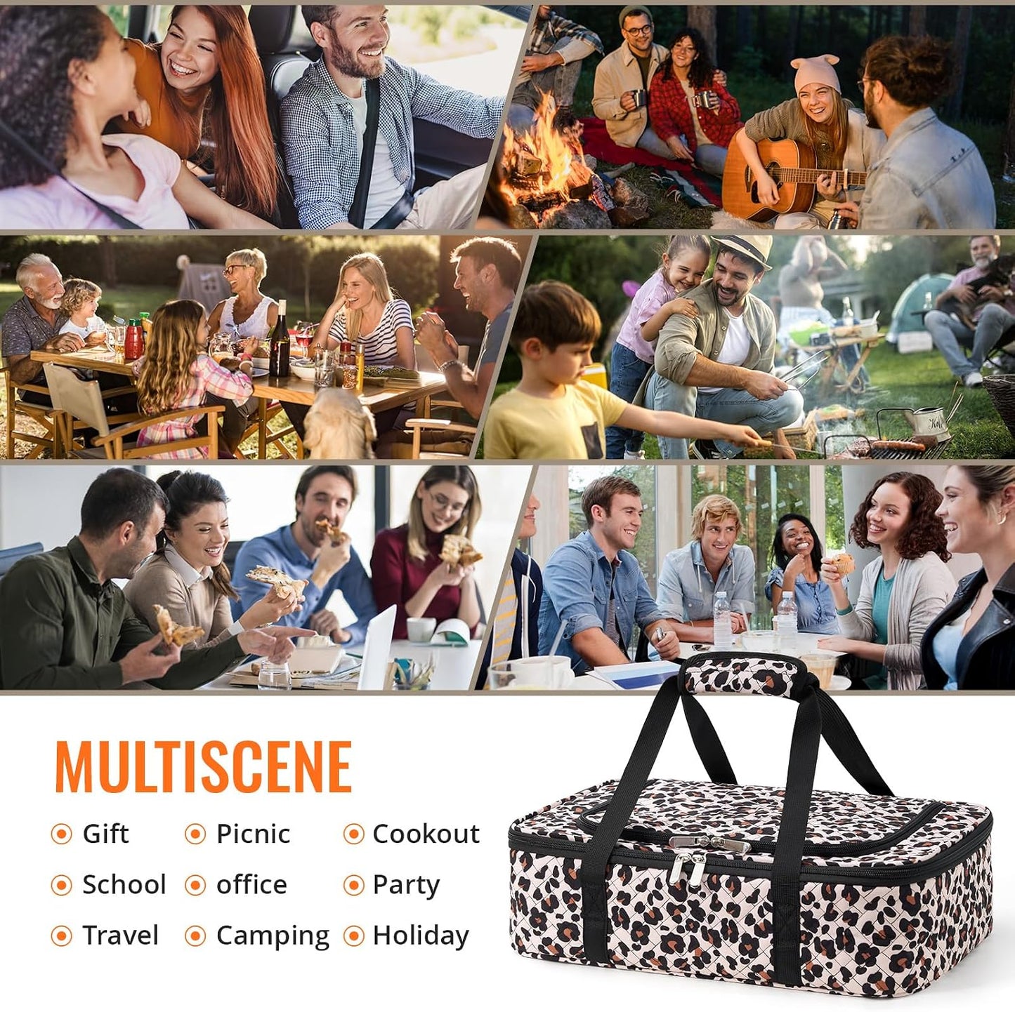 Insulated Casserole Carrier - Portable Casserole Carrier for Hot or Cold Food, Lasagna Holder for Parties,Picnic,Cookouts,Traveling - Fits 9" x 13" Baking Dish (Beige)