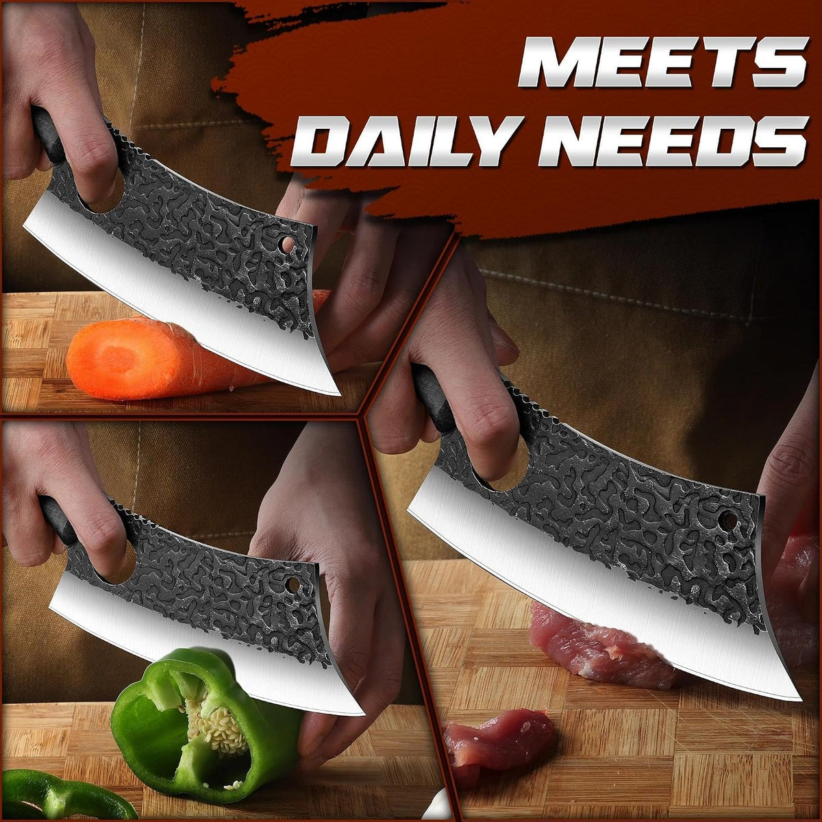 ROCOCO Viking Cleaver Knife Birthday - Kitchen Axe & Sheath Father Gift Men