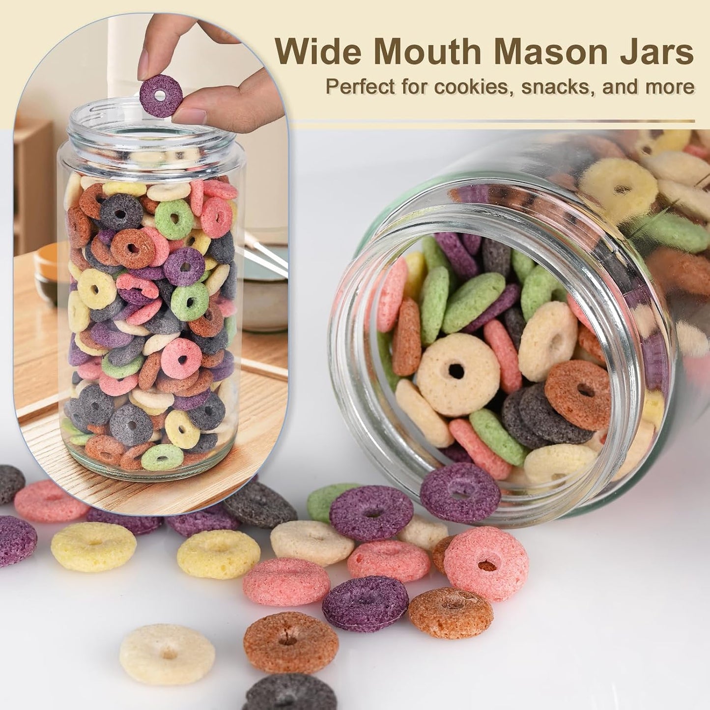 Overnight Oats Containers with Lids, 10oz Wide Mouth Mason Jars with Lids, 9 Pack Glass Jars with Airtight lid for Chia Pudding Yogurt Salad, Meal Prer Oatmeal Jars, Pink