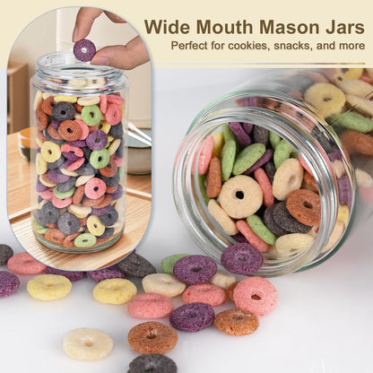 Overnight Oats Containers with Lids, 10oz Wide Mouth Mason Jars with Lids, 9 Pack Glass Jars with Airtight lid for Chia Pudding Yogurt Salad, Meal Prer Oatmeal Jars, Pink