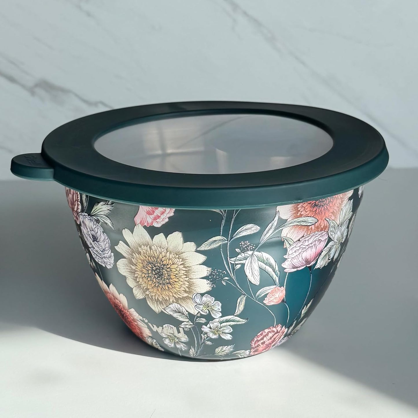 S'well Stainless Steel Salad Bowl Kit 64oz, Peacock Blue, Comes with 2oz Mini Canister and Removable Tray for Organization, Leakproof, Easy to Clean, Dishwasher Safe