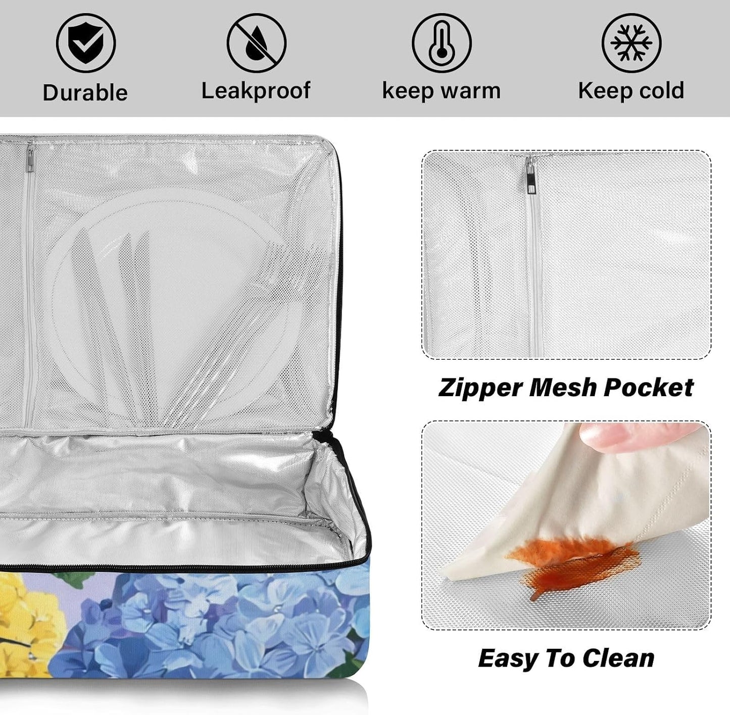 Casserole Carriers for Hot or Cold Food Reusable Casserole Dish Carrier Insulated Thermal Large Capacity Durable Perfect for Party Camping Family Gatherings Yellow Fish - Colors B