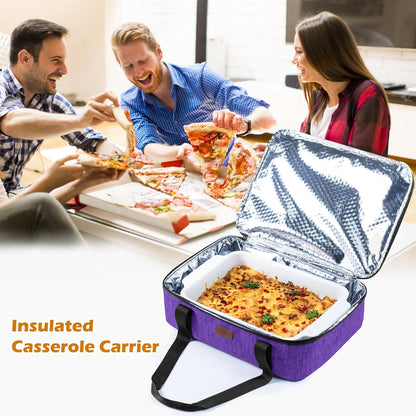 BAGSPRITE Insulated Casserole Carrier for Hot or Cold Food with Heat-resistant Mat, Casserole Dish Carrier Insulated Food Carrier, Hot Food Carrier, Foil Pan Carrier Fits 9" x 13" Baking Dish