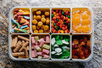 Snackle Box- Divided Serving Tray, MICROWAVE & DISHWASHER Safe, BPA-Free, Portable Snack box with Lid & Handle, Fruit & Snack Organizer.