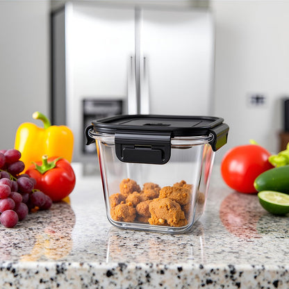 H.JSS WDJS 3Cup Round Glass Food Storage Containers with Airtight lids, 23oz Glass Meal Prep Containers, Heat-Resistant BPA-Free for Soup Leftover, Microwave, Dishwasher and Fridge Safe (white-4Pack)