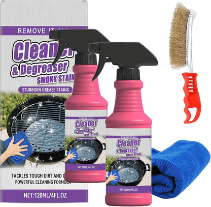 Fast-Acting Heavy-Duty Grill Degreaser Spray, Heavy Duty BBQ Grill Degreaser, Professional Grade Stain Remover Easily Lifts Baked-On Carbon and Grease (2PC)